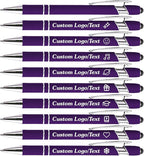 CRME Bulk Custom Pens Personalized Customized Engraved Writing Pen with Name Logo Soft Grip Ball Point Pen for Men Women Smooth Writing Black Ink for School,Journaling & Office Writing Purple Pens