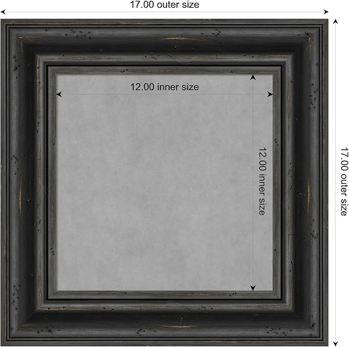Amanti Art Black Framed Magnetic Board 17x17 X-Small Vision Board for use with Magnets, 100% Metal Sheet to Display Items as Office Decor or for Home Organization in mudroom, Kitchen or Kids Room