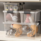 Superio Storage Bins with Lids- 4 Pack, 1.85 Qt Clear Boxes for Organizing, Stackable Plastic Containers- BPA Free, Non-Toxic, Odor Free, Organizer for Home, Office, Dorm