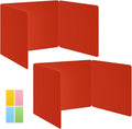 2 Pack Red Desk Dividers for Students, Privacy Shields Folder for Students, Durable & Waterproof Plastic Study Board, Classroom Teacher Supplies Test Divider, Includes Extra Labels