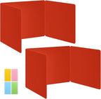 2 Pack Red Desk Dividers for Students, Privacy Shields Folder for Students, Durable & Waterproof Plastic Study Board, Classroom Teacher Supplies Test Divider, Includes Extra Labels