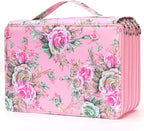 Vomgomfom Colored Pencil Case - 252 Slot Pencil Holder with Zipper Closure, Twill Fabric Large Capacity Pencil Case for Watercolor Pens or Markers, Artist Organizer (Pink Rose)