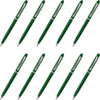 DISCOUNT PROMOS Twist Action Plastic Stylus Pens, Set of 10, Bulk Pack - Pens for Work, Cool Pens for Writing, Black Ink - Green
