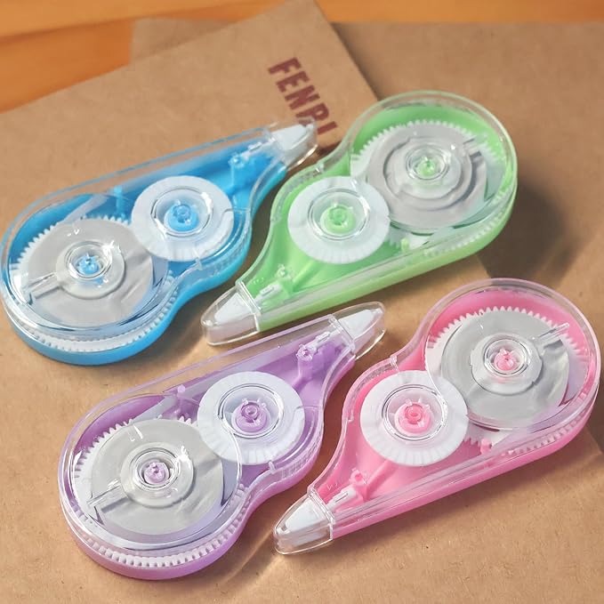 Tramboo 16 Pcs 39.4 Ft Colorful Correction Tape, White Wrong Out Tape Roller Bulk for Noting, Teacher Supplies, School, Office and Home (4 Colors)
