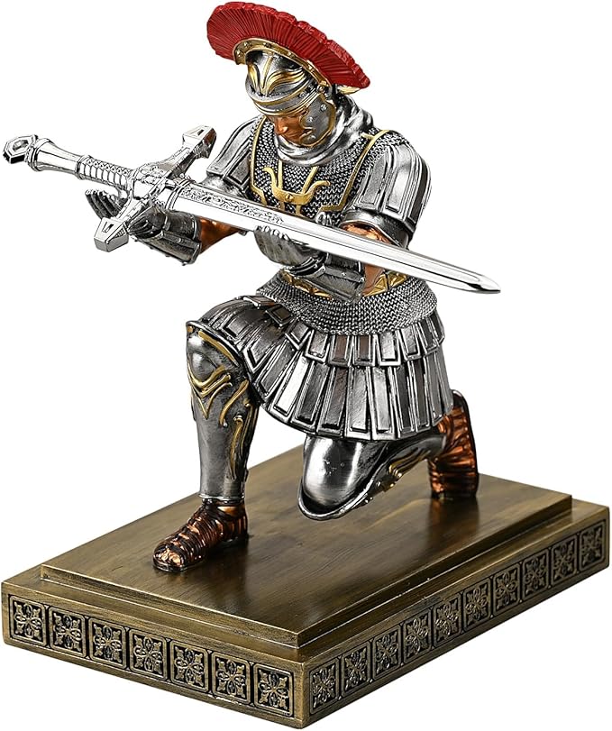 HDMbigmi Roman Legion Soldier Knight Pen Holder Pen Stand Desk Organizers and Accessories for Office and Home(Silver)