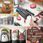 Overseas Black Paint Pens Paint Markers - Permanent Acrylic Markers 12 Pack, Water-Based, Quick Dry, Waterproof Marker Pen for Rock, Wood, Plastic, Metal, Canvas, Glass, Fabric, Mugs. Medium Tip