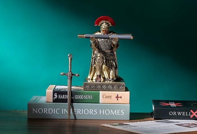 HDMbigmi Centurion Cloak Warrior Knight Pen Holder Mobile Phone Stand Desk Organizers and Accessories as Gift for Office and Home (Bronze)