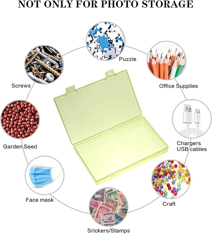 Photo Storage Box 4x6, 18 Inner Extra Large Photo Case Large Photo Organizer Acid-Free Photo Box Storage Photo Keeper Photo Storage Case, Plastic Craft Storage Box for Photo Stickers Stamps Seeds