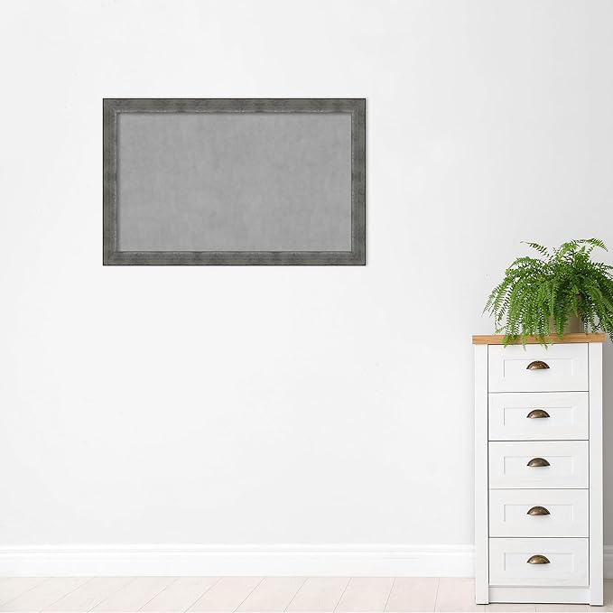 Amanti Art Silver Framed Magnetic Board 28x44 Large Vision Board for use with Magnets, 100% Metal Sheet to Display Items as Office Decor or for Home Organization in mudroom, Kitchen or Kids Room