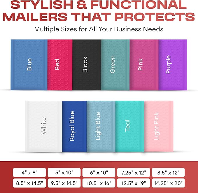 Fuchsia Small Poly Bubble Mailers 6x10 inch #0 | Self Seal Padded Envelopes | Cushioned Bubble Mailer | Usable Size 6x9 | WaterProof | Lightweight mailing Shipping Bags | 250 Pack Bulk | Made in USA
