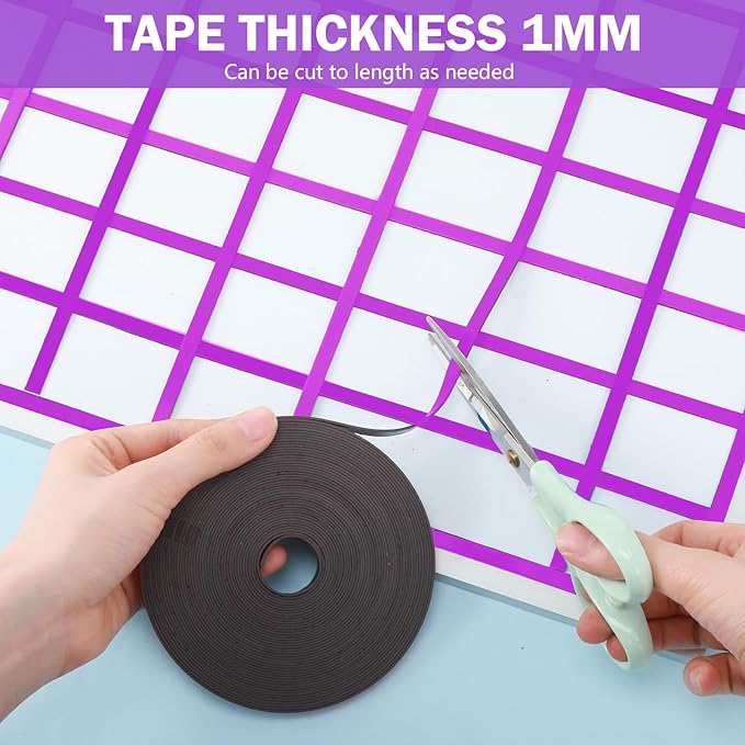 AmazingSpark Magnetic Tape Roll Thin Strips, 1/4 Inch x 33 Feet Magnetic Board Dividers Whiteboard Graphic Decorative Tape Marking Line for Classroom Office Art Accessories(Purple)
