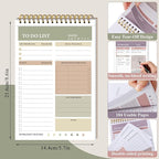 HAUTOCO 2 Packs to Do List Notepad, A5 to Do List Notebook for Work Undated Tear Off Daily Planner Notepad Task Checklist Organizer for Home Office School, Totally 208 Pages