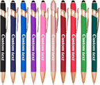 CRME Custom Pens Personalized Pen in Bulk Customized Pens Engraved Grip Retractable Ballpoint Pen with Name Text Logo 2-in-1 Stylus Pens for Touch Screens Ideal for Business Church Party 10-Pack