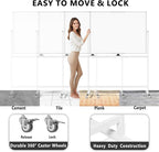 Neatsure Large Rolling Whiteboard on Wheels, 48" x 36" Double-Sided Mobile White Board with Stand, 4' x 3' Portable Standing Magnetic Dry Erase Board Easel for Home Office Classroom School, Silver