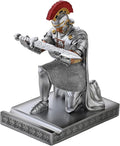 CYXStar Roman Praetorian Prefect Warrior Knight Pen Holder Desk Ornament Resin Praetorian Guard Mobile Phone Stand Desk Accessories and Organizer for Office with a Letter Opener (Silver)