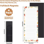 Thboxes 4 Pack Magnetic Note Pad for Fridge with Pen Holder, Totally 200 Sheets Magnetic To Do List, Shopping List, Grocery List, Memo Pads for Refrigerator（Floral Design）