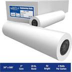 Alliance Wide Format Paper Rolls Bond Engineering (20lb | 2 Rolls, 34 In x 500 Ft | 3" Core)