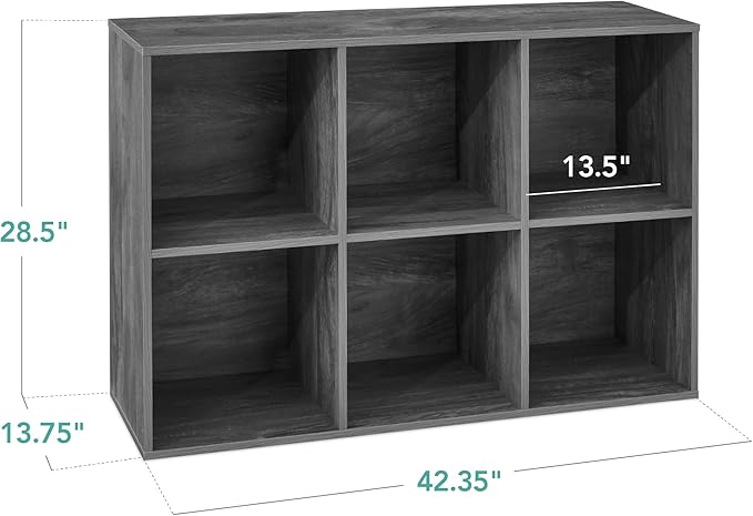 Best Choice Products 6-Cube Storage Organizer, 13.5in Shelf Opening, Bookcase, Display Shelf, Customizable w/ 3 Removable Back Panels – Dark Gray