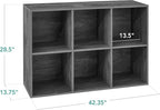Best Choice Products 6-Cube Storage Organizer, 13.5in Shelf Opening, Bookcase, Display Shelf, Customizable w/ 3 Removable Back Panels – Dark Gray