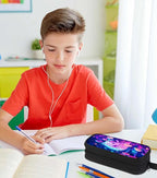 AnySmic Hedgehog Pencil Case for Boys Girls, Large Pencil Pouch for Kids, Polyester Big Capacity Pen Case with 2 Compartments, Double Zipper, Pen Bag Organizer