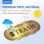 ASAVI Trash & Recycle Stickers – 2-Pack Self-Adhesive Vinyl Labels, Waterproof & Durable (Brushed Gold Black, Medium 6.3 x 2.7 inches)