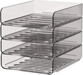 FANXIYQ Clear Paper Organizer - Brown Acrylic Stackable Paper Tray for Desk, 4-Tier Letter Tray Organizer with Smooth Edges and Rounded Corners