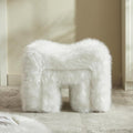 ZYKZYK Small Ottoman Set of 2 Vanity Stool Chair with Modern Ottoman Foot Rest M-Shaped Design for Bedroom Entryway Makeup Vanity Entryway (2-in-1) White
