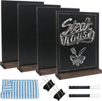 GUKBIAY Tabletop Chalkboard Sign with Base Stand 4 Pack 8.5 x 11 Inch Double Side Standing Menu Boards Food Signs for Party Buffet Wedding Bar Restaurant Food
