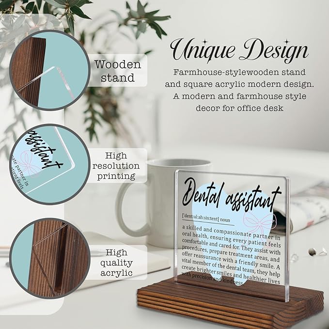 Dental Assistant Gifts, Thank You Desk Sign for Dental Office Staff, Appreciation Plaque for Oral Health Professionals, Graduation Recognition Decor for Dental Teams PA038