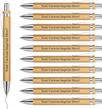 Auto-aAtend Personalized Bamboo Pens with Name Logo Text Custom Bamboo Wooden Pen Retractable Black Ink 1mm Ballpoint Pen for Writting Office Gifts