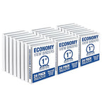Samsill 1 Inch 3 Ring Binders, Made in USA, Economy Round Ring, Clear View Cover, 200 Sheet Capacity - for School, Home, Office - White, 24 Pack