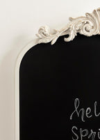 Kate and Laurel Arendahl Decorative Vintage Arch Chalkboard; 19 x 31; White; Framed Arched Ornate Magnetic Chalkboard for Bedroom Organization or Entryway Decor