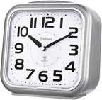 Tinload 5.5" Large Analog Alarm Clock Silent Non Ticking, Gentle Wake, Beep Sounds, Increasing Volume, Battery Operated Snooze and Manual Light, Easy Set