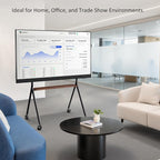 Glidesync Smart Board Stand for 55-100 Inch Interactive Whiteboards,Flat&Curved TVs,Holds Up to 265lbs,Height Adjustable Interactive Board Stand with Lockable Wheels for Office/Classroom/Home