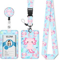 ID Badge Holder with Breakaway Lanyard, Lanyards for ID Badges Name Tags ID Card Holder, Cute Badge Reel Badge Clip Retractable, Teacher Nurse Nursing Student School Office Gifts, Axolotl Arts