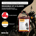 MICRO TEC Repair Order/Work Ticket Holders – Heavy-Duty Vinyl Sleeves with Red Handle – 11" x 13" for Automotive Repair Orders, Job Tickets, Documents – Pack of 125 – Clear w/Red Handle