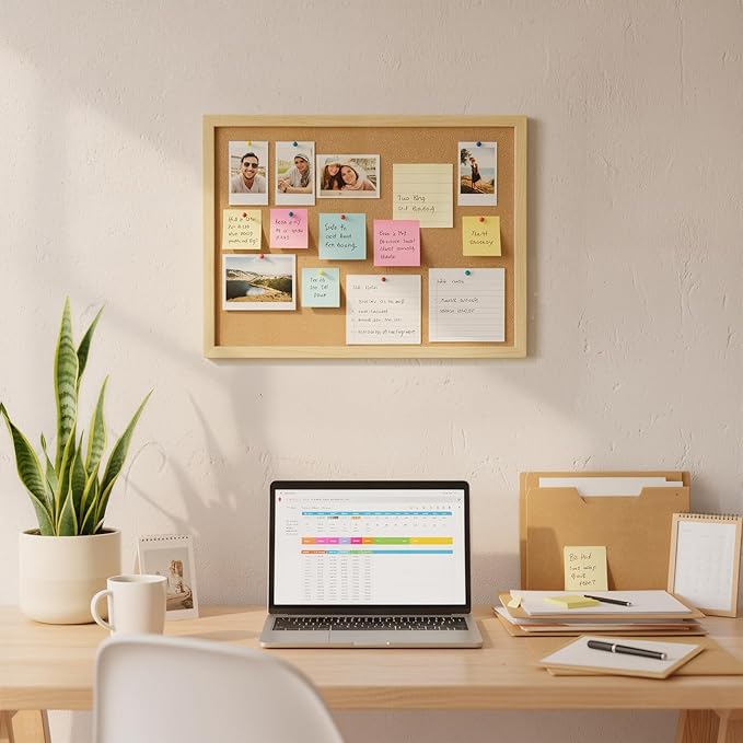 JEFURE 2 Pcs Cork Board, 17.7''x13.3'' Bulletin Board, Wooden Framed Corkboards for Wall, Small Cork Board, Vision Board Supplies, Prayer Board, Picture Board for Photos, Office, Home Decor, School