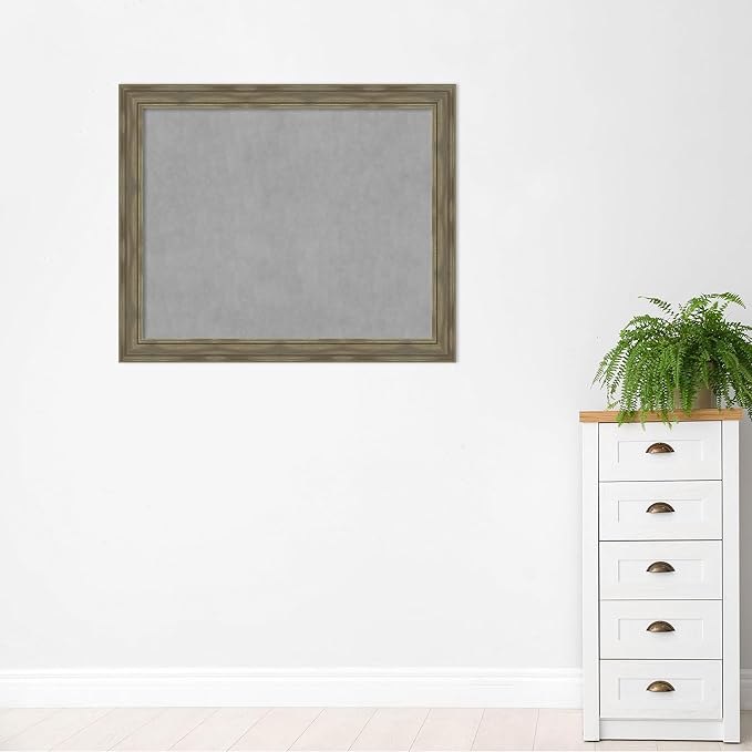 Amanti Art Grey Framed Magnetic Board 38x46 X-Large Vision Board for use with Magnets, 100% Metal Sheet to Display Items as Office Decor or for Home Organization in mudroom, Kitchen or Kids Room
