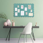 Mooliwe Scalloped Felt Bulletin Board 24 x 18 Inches Foldable Sage Green Pin Cork Board Alternative for Wall, 2' x 1.5' Trifold Picture Vision Self Adhesive Bulletin Decorative