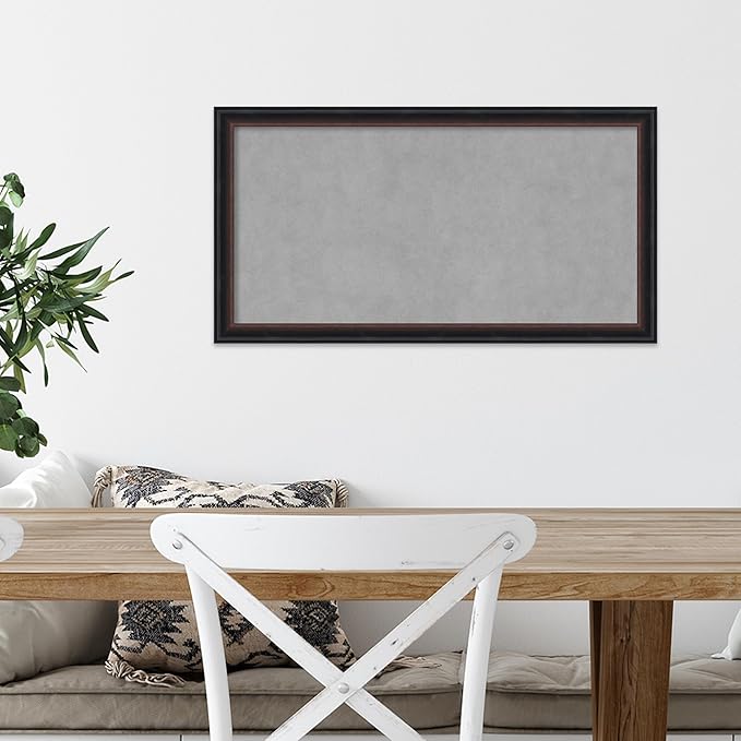 Amanti Art Black Framed Magnetic Board 14x26 Small Vision Board for use with Magnets, 100% Metal Sheet to Display Items as Office Decor or for Home Organization in mudroom, Kitchen or Kids Room