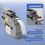 3pack 12mm 0.47 TZe TZ Tape Laminated White Label Maker Tape Replacement for Brother P Touch Label Tape TZe-231 TZe231 Compatible with Brother PT-D210 PT-D220 PT-H110 PT-D410 PT-P710BT