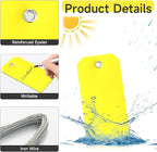 XUWAIDSGN 100Pcs Yellow Plastic Shipping Tags, 4 3/4" x 2 3/8", Writable, Durable, Waterproof