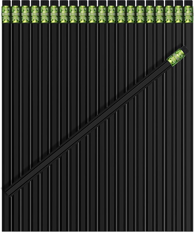 TecUnite 120 Pcs #2 HB Pencils with Eraser No 2 Unsharpened Wooden Hexagonal Pencils for Adults Gifts for School Exam art Learning Office Sketching (Black)