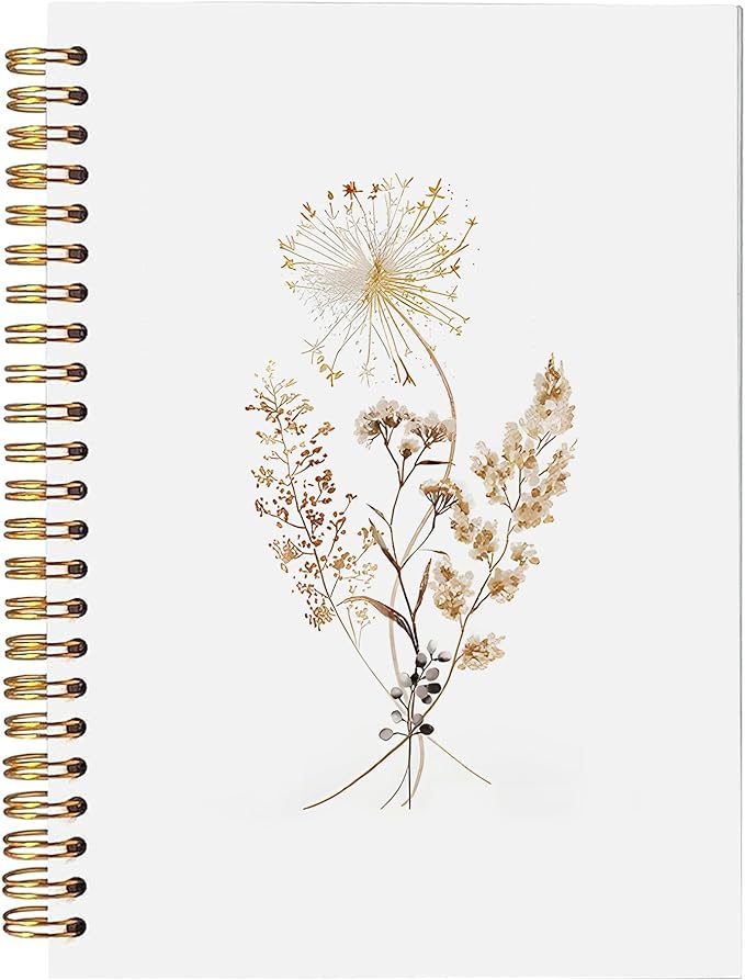 BitKan Vintage Boho Fall Floral Spiral Notebook, Cottagecore Wildflower Journal, Pretty Journals for Women, Rustic Autumn Botanical Flower Notebook 5.5x8.3 Inch-366