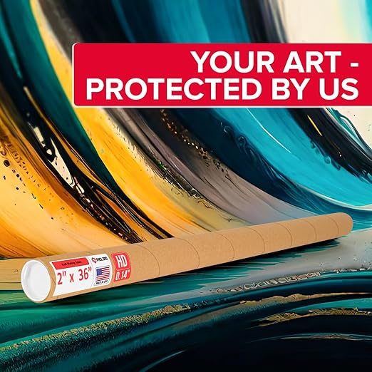 Paclord 2" x 36" Heavy-Duty Reinforced Cardboard Mailing Tube, Pack of 4 Tubes with 8 Caps – Secure USPS Approved – Great for Shipping and Storing of Prints, Artwork, Posters or Documents