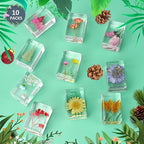 JINLISPIN 10 Pcs Flower in Resin Specimen Pressed Flower Paperweight Flower in Resin Specimen Collection for Desk Real Flowers Samples Paper Weights for Kids Scientific Educational Display Supplies