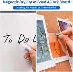 Magnetic White Board and Cork Board Combo, 36 X 24 inches Whiteboard Bulletin Combination Board, Wall Mounted Dry Erase Message Board for Home, School and Office, Black