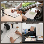 Lined Notebook Journals for Writing 5.5 x 8.2 inches, 160 Pages A5 Size with Expandable Pocket, Hardcover Notebooks for Work, 100GSM Paper (Classic Black 8 Packs)