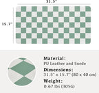 Ohocut Checkered Desk Mat, Large Cute Aesthetic Retro PU Leather Computer Laptop Desk Mat, Non-Slip Waterproof Mouse Keyboard Pad, Desk Writing Mat for Work/Home (Sage, 31.5" x 15.7")