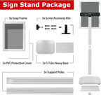VAIIGO 3 Pack Heavy Duty Standing Sign Holder 8.5x11 Inch - Pedestal Floor Sign Stand with Weighted Base - Vertical & Horizontal Poster/Menu Display Stands for Indoor/Outdoor Advertising, Silver